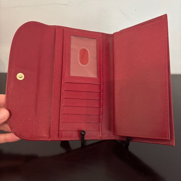 Dooney & Bourke Gretta Black & Red Signature Continental Checkbook Wallet - Picture 9 of 9